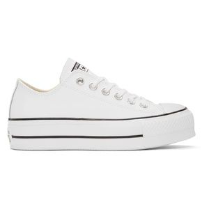White Leather Platform Converse